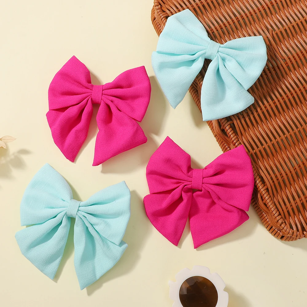 10 Uds. De lazos para el cabello con Clip de algodón de Color aleatorio para niñas, diadema hecha a mano, pasadores de horquilla, accesorios para el cabello para niños