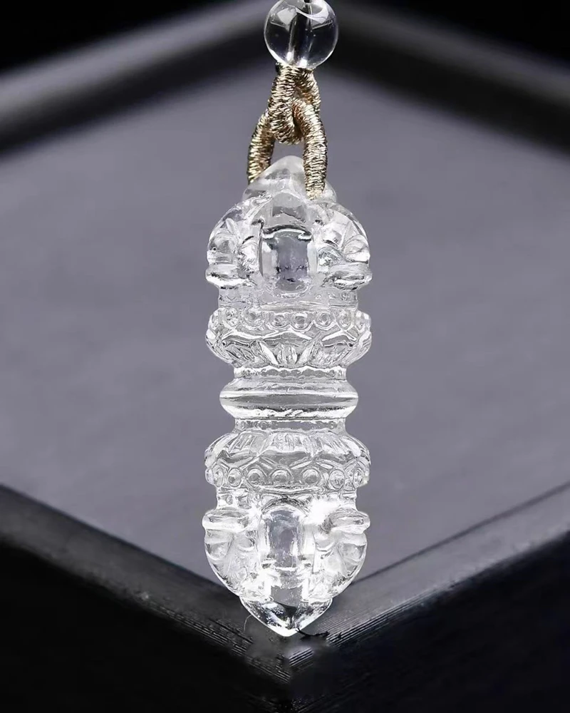 White crystal diamond pestle,five strand hollowed out exquisite lotus diamond pestle pendant,men's and women's styles,auspicious