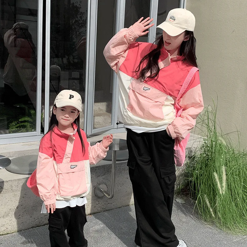 

Play Parent-Child Outfits Together, Korean Version Of Mother Child Women's Clothing, Autumn New Contrasting Color Charging