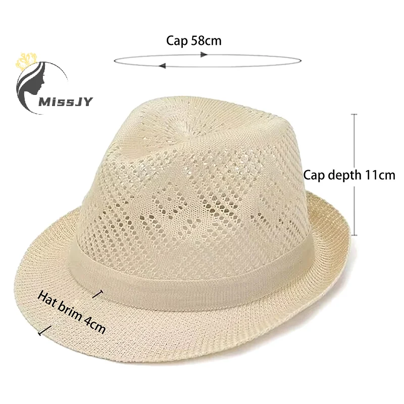 Spring Summer Hats Solid Color Jacquard Breathable Sunshade Hat Leisure Jazz Hat Breathable Outdoor UV Protection Sunscreen Hat