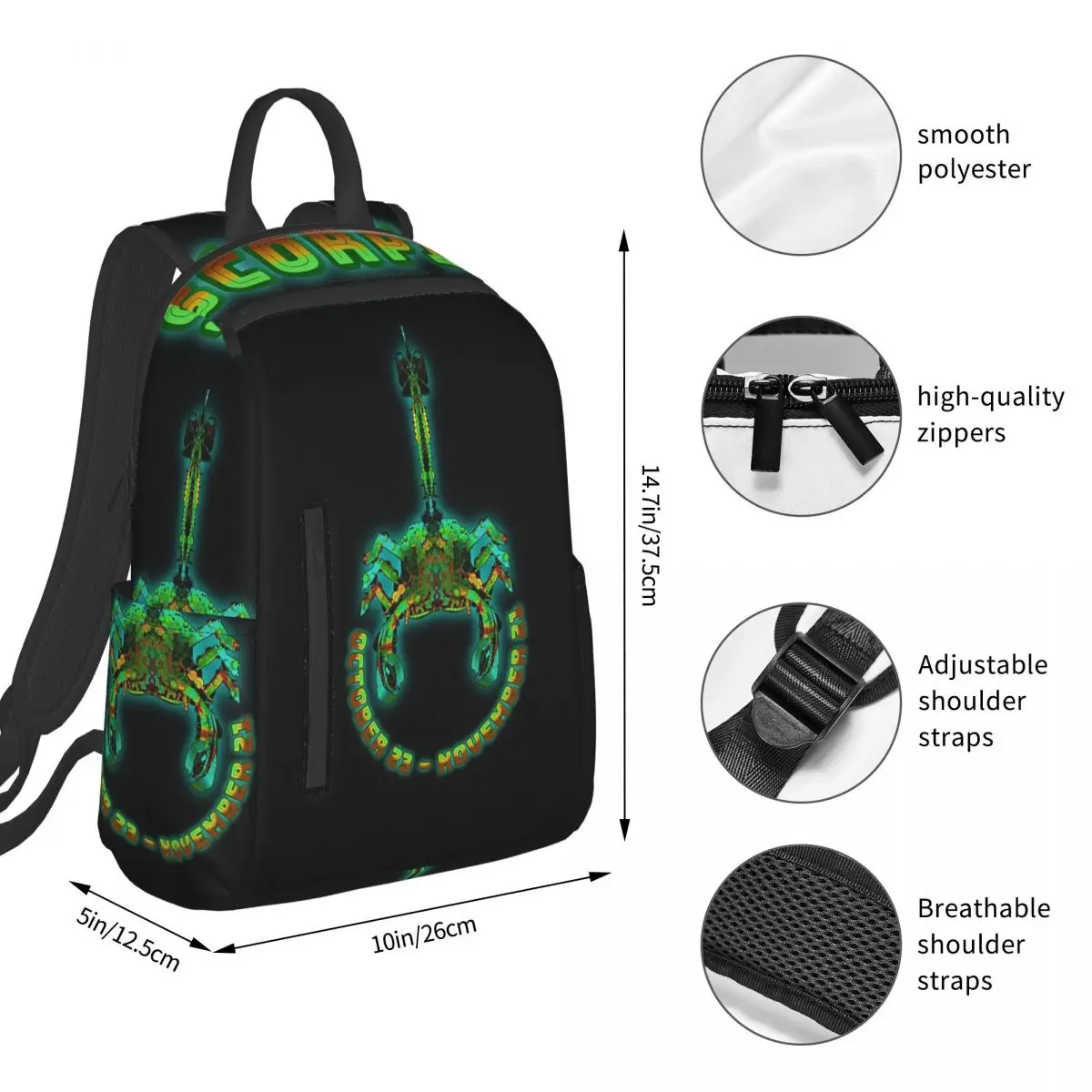 Album Scorpions Music Metal Rock Band (2) Backpack Student BookBag Boys Girls School Bag Laptop Shoulder Bags Men Women