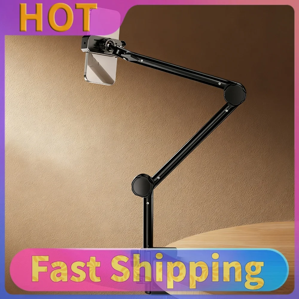 Folding Cantilever Bracket with Clamp 360Degree Rotating Folding Multi-Angle Adjustable Stand for Smartphones Tablets