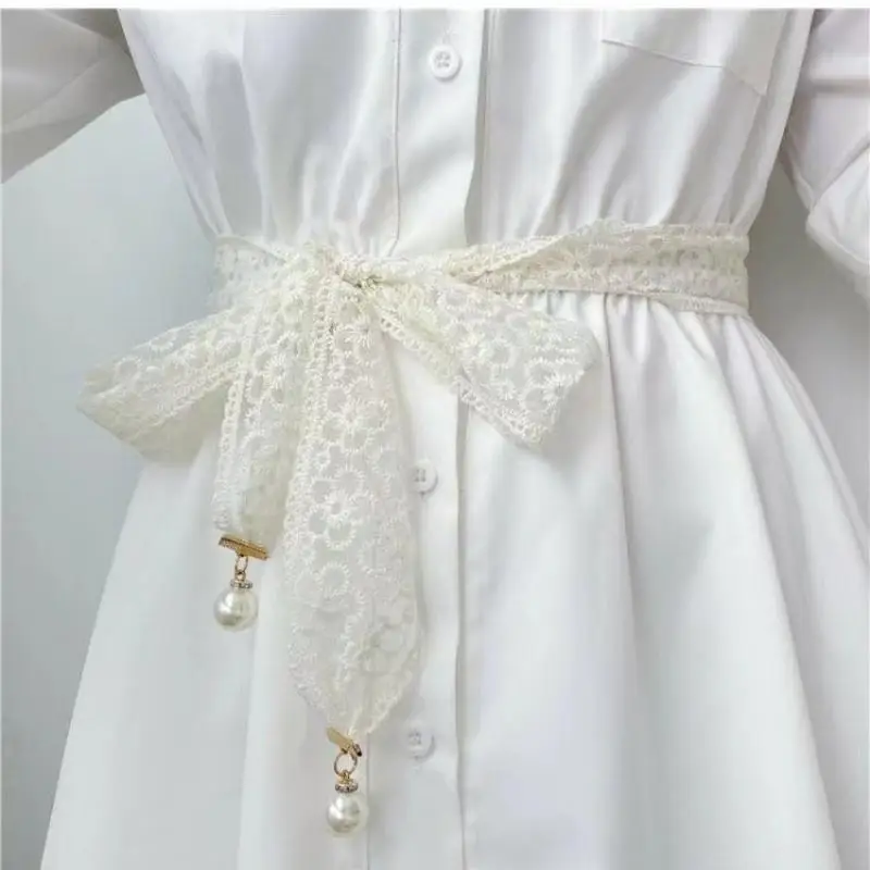 Модный милый декоративный кружевной пояс, элегантное платье, джинсовый пояс, аксессуары, кружевной пояс с бантом для женщин