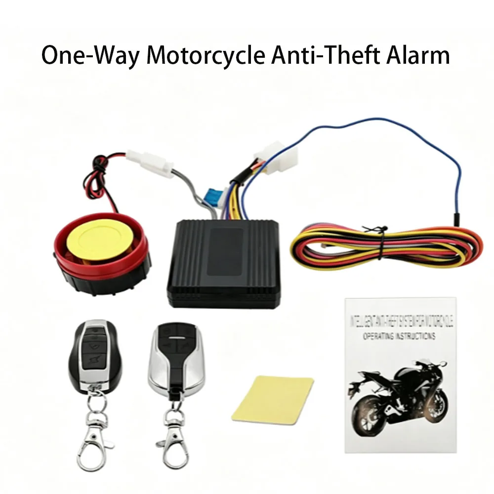 12V One‑Way Motorcycle Anti‑Theft Alarm System Vibration Sensor Security Kit with Remote Key Fob for Motorbike Scooter