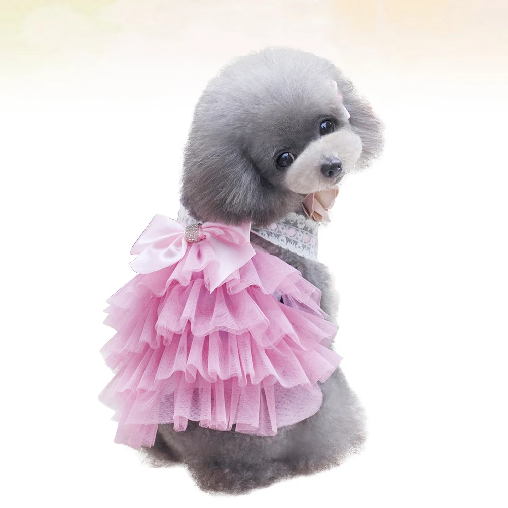 

Charming Puppy Multilayer Lace Tutu Dress Bowknot Pet Skirt Comfortable Outfit For Dogs Walking Outdoor