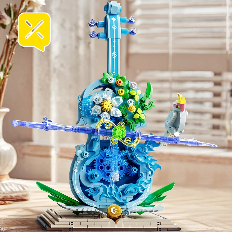 Construction créative 783 pièces Kit de briques de violon de rêve modèle musical bricolage avec détails d'équipement jouets de conception ornementale pour adultes enfants
