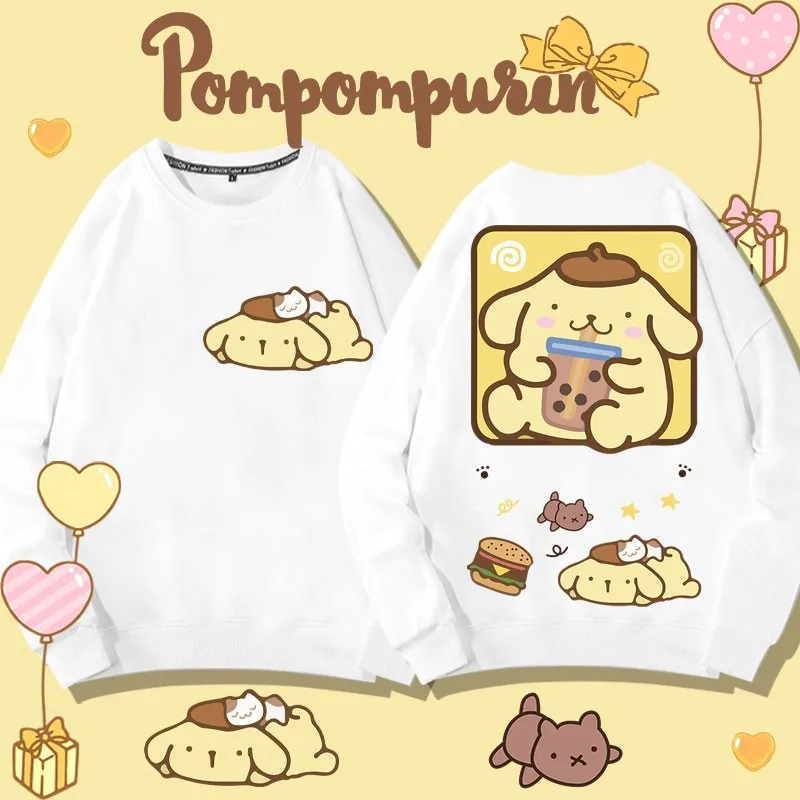 

Sanrio Animation Crewneck Hoodie Women 2024 New Pudding Dog Around Co-branded Clothes Children's Autumn Coat Cotton