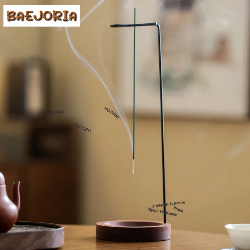 BAEJORIA Solid Wood Inverted Incense Holder Water Fountain Decoration Incense Burners Consecrate Censer Tea Ceremony Decoration