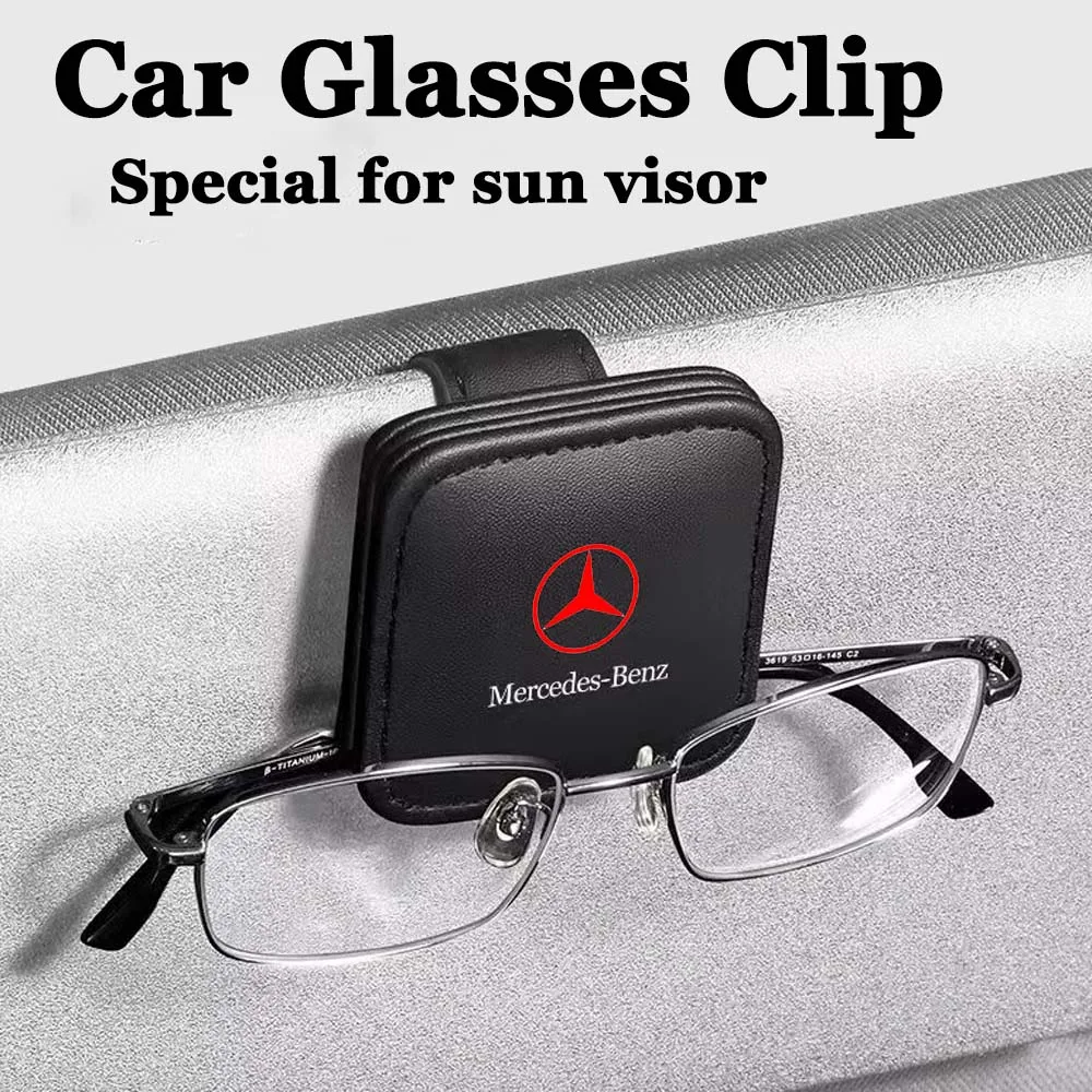 Car Auto Sun Visor Eyeglass Clip Leather Glasses Holder Magnetic Multi-Function Automobile Accessories Storage for Mercedes Benz