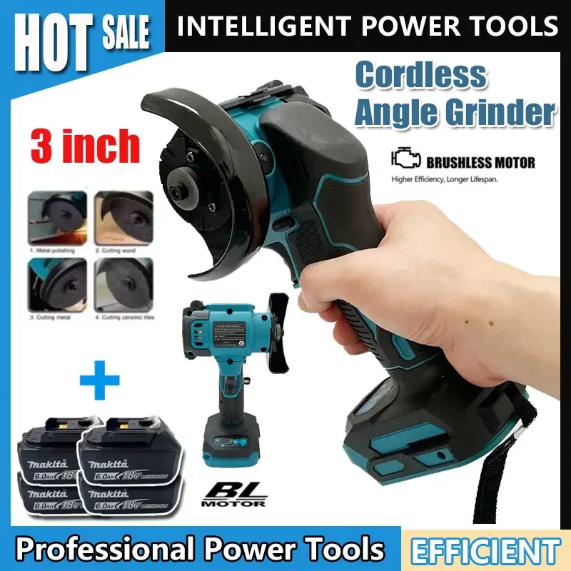 

For Makita 18v Battery Cordless Angle Grinder 3 Inch Angle Grinder Cordless Electirc CUT OFF Cutting Circular Saw Power Tool