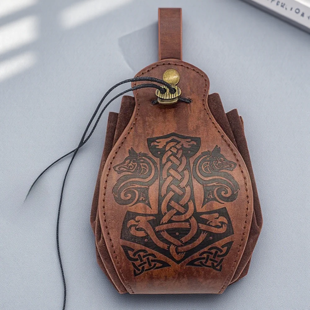 

Сумка из искусственной кожи в средневековом стиле, винтажный кошелек для монет, сумка для костей, поясная сумка для косплея и повседневного использования