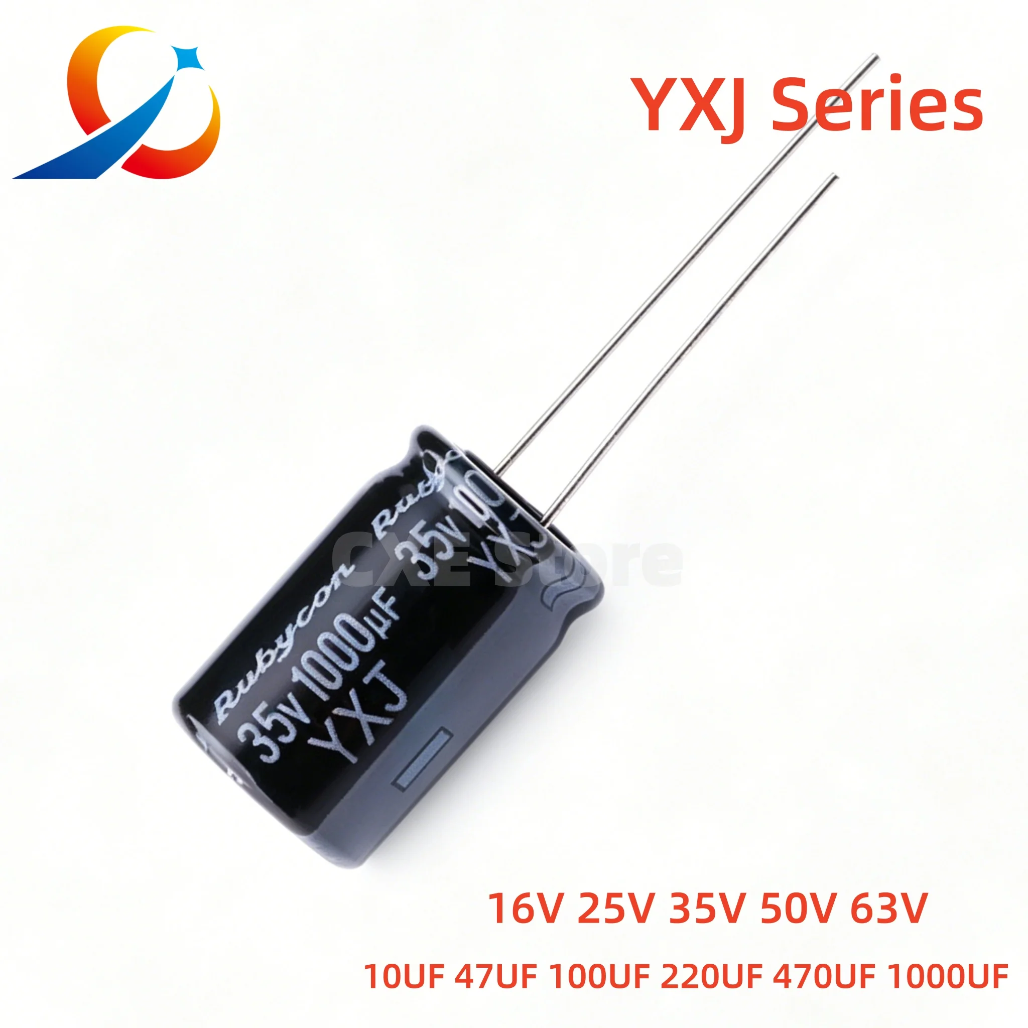 Capacitor Eletrolítico Rubycon Série YXJ 10V 16V 25V 35V 50V 63V 100V 10UF 47UF 100UF 220UF 330UF 470UF 1000UF 2200UF NOVO