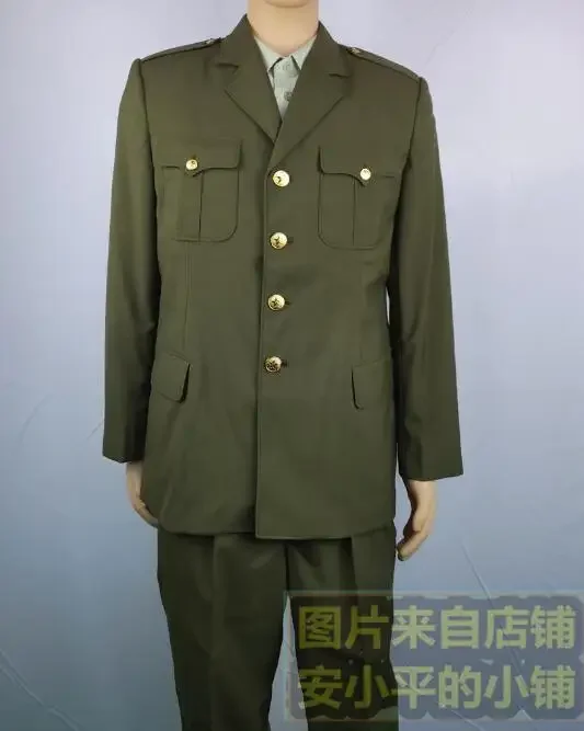 Jaren '80 Chinese Uniform Officier Pak Lente Groen Vintage Heren