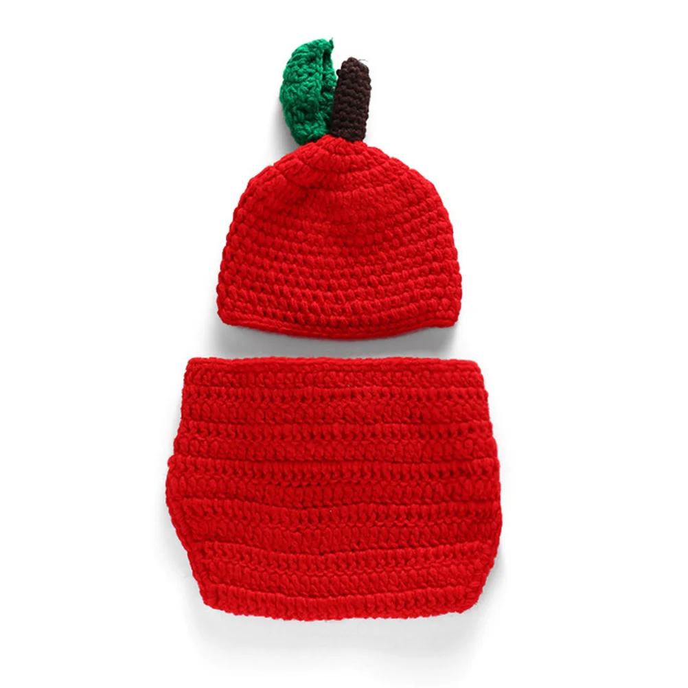 

Baby Photography Clothes Fruit Design Knit Suit Beanie Underwear Set Breathable Elastic Crochet Costume Newborn Photo Props