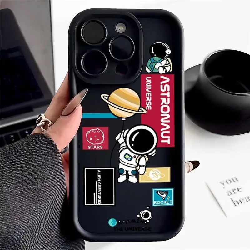 Lunar astronaut phone case Silicone Phone Case For iPhone15  14 13 11 12 Pro Max Mini X XR XS 7 8 Back Coverwith high aesthetics