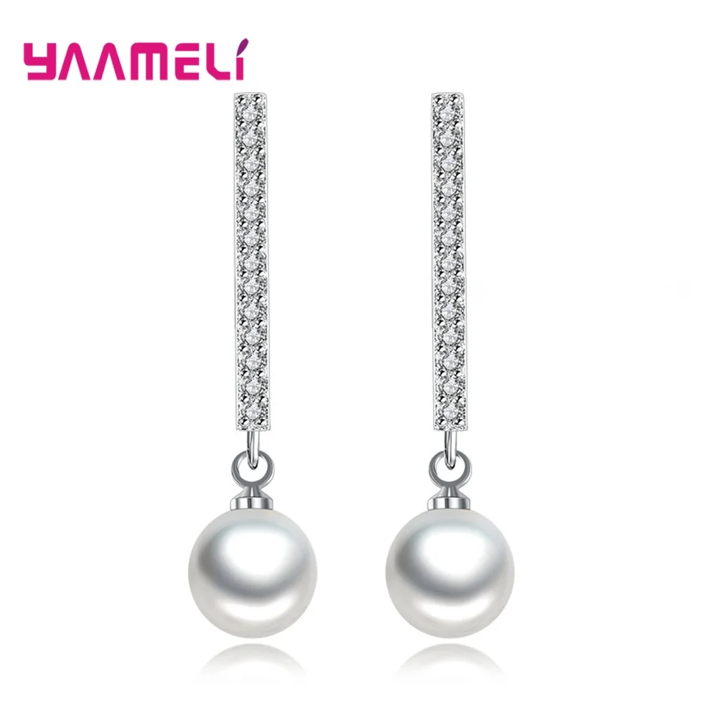 FineJewelry925SterlingSilverKoreanDropEarringsWorldwideSettingBigPrettyPearlWeddingJewelryforWomenGirls