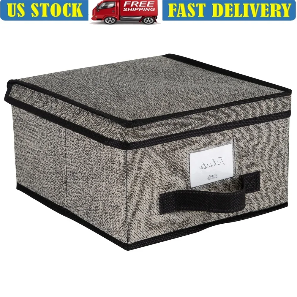 

Stackable Plastic Storage Box with Lid and Label Window Clothing and Keepsake Organization Ideal Closet Bedroom Use