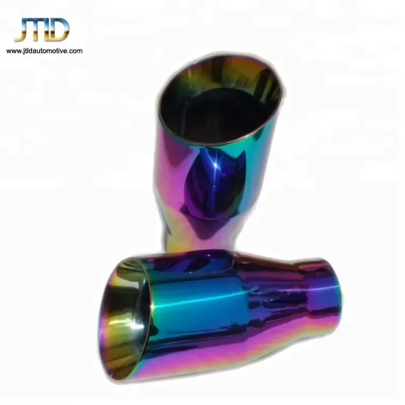 Double Wall Slant Stainless Steel Burned Color Purple Exhaust Tip 102mm Outlet