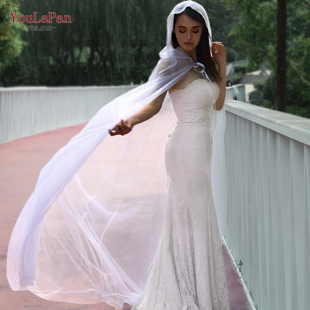 YouLaPan Sparking Wedding Cloak Bridal Cape Veil Contemporary Matt Stretch Crepe Detachable Plisse DIY Tulle Statement g88