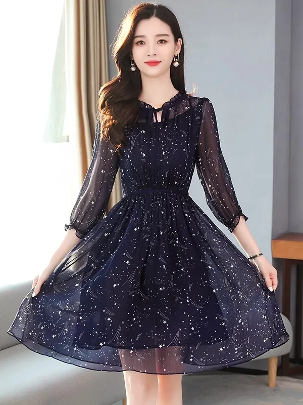 ort Lace Materni Dr Damen Sommer Faion Blumendruck Röcke Cover Belly A-Line Midi Dr Polyesterfaser Petal Sve