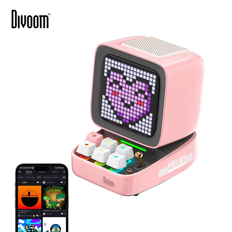 Divoom Ditoo-Pro Retro Pixel Art Bluetooth Portable Speaker Alarm Clock DIY LED Display Board, Cute Gift Home Light Decoration