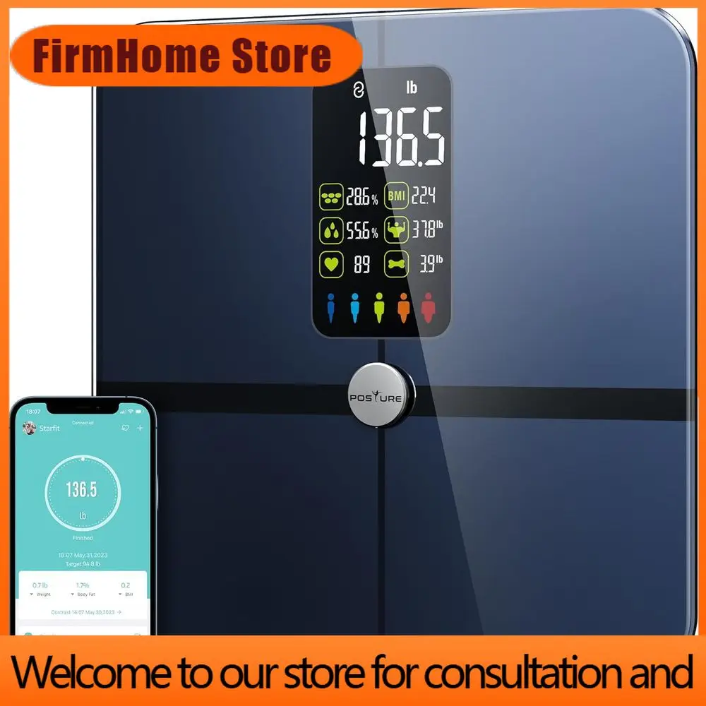 FirmHome StoreLarge Display Digital Bathroom Scale With Heart Rate, Body Composition, And Shape Index - 400 Lbs Capacity, Black