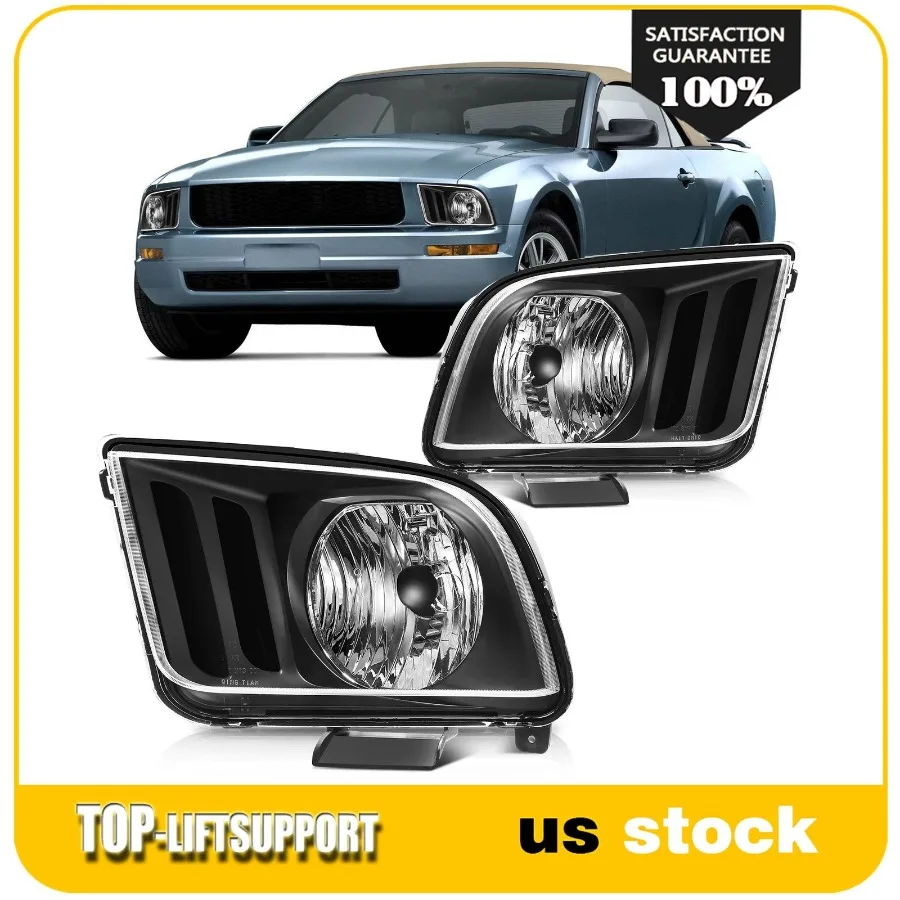 

Black Housing Fits 2005-2009 Mustang Headlight Assembly Left+Right Pair