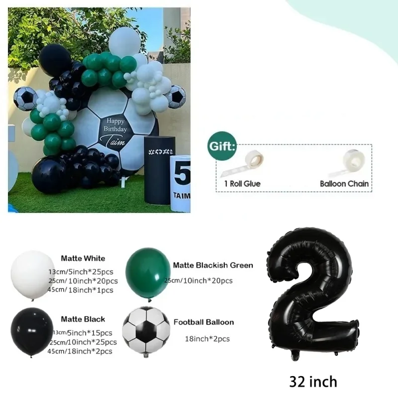 Carnival Football Club Matte Latex Balloons 32-inch Digital Balloons Championship Trophies Latex Balloons Balloon Chains