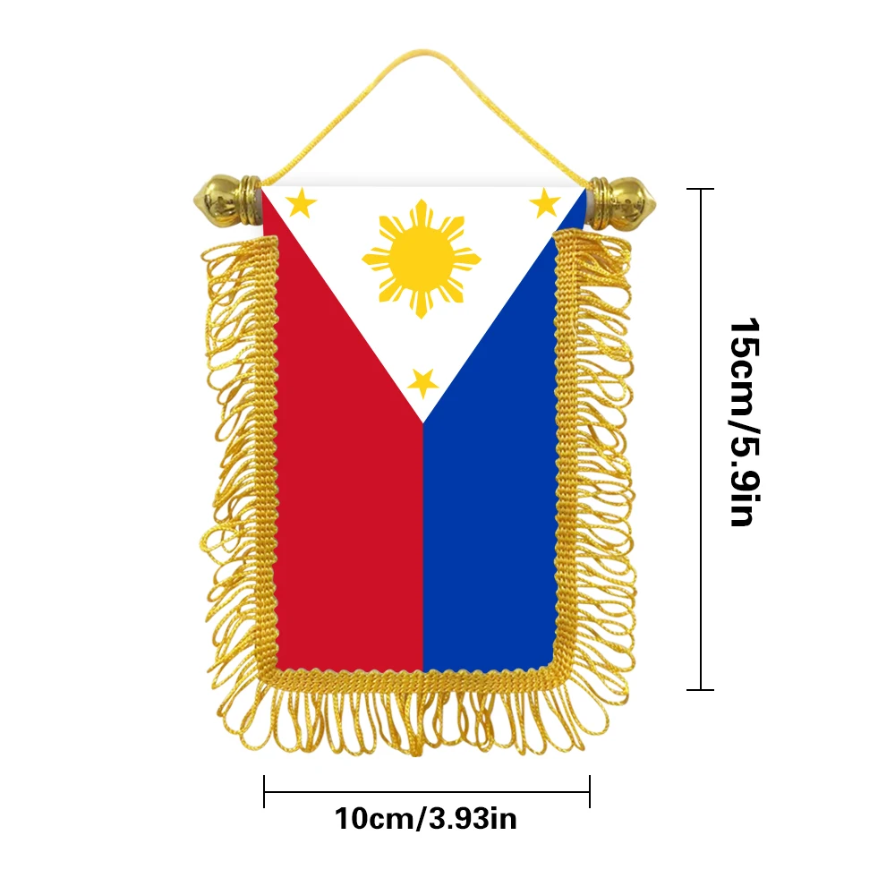 Philippines small hanging flag 10x15cm triangular flag car decoration hanging flag double-sided pattern with suction cup