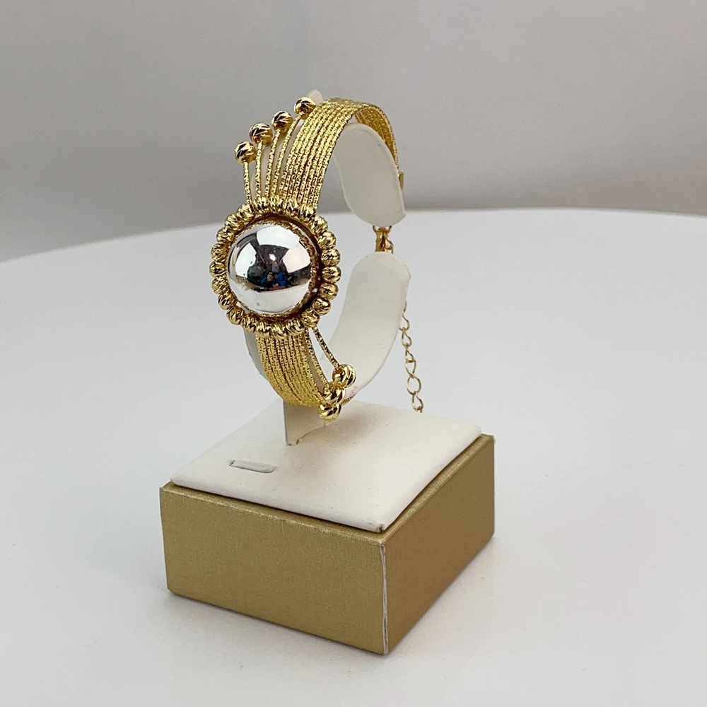 Yuminglai دبي طقم مجوهرات مطلية بالذهب للنساء أقراط سوار خواتم هدايا حفلات الزفاف اكسسوارات نسائية FHK21398 #6