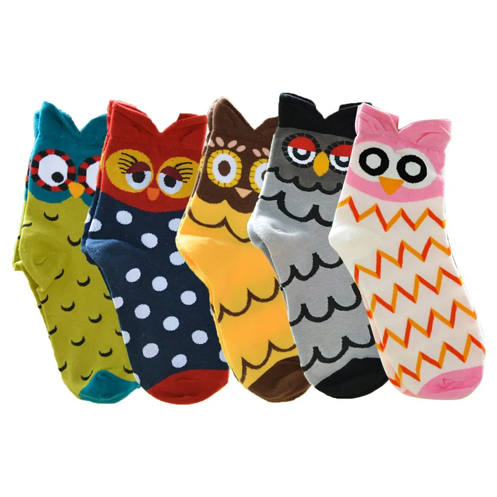 5 Pairs Socks Korea Style Cute Animal  Socks Cartoon Cotton Lady Short Socks