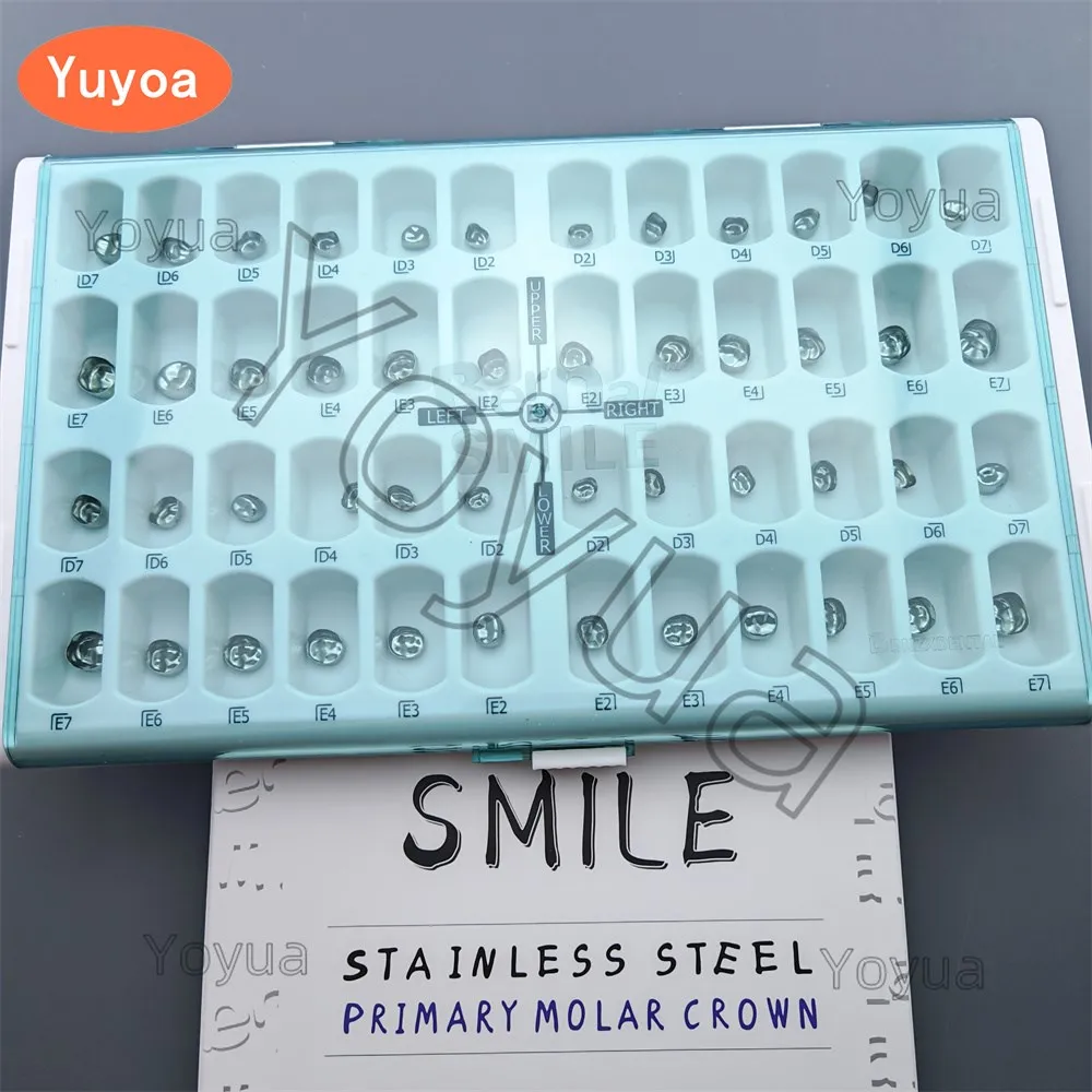 

48 шт./кор., стоматологическая корона, зубы из нержавеющей стали, основная молярная корона, комплект emporary Crowns для взрослых, детская предварительно сформированная временная корона