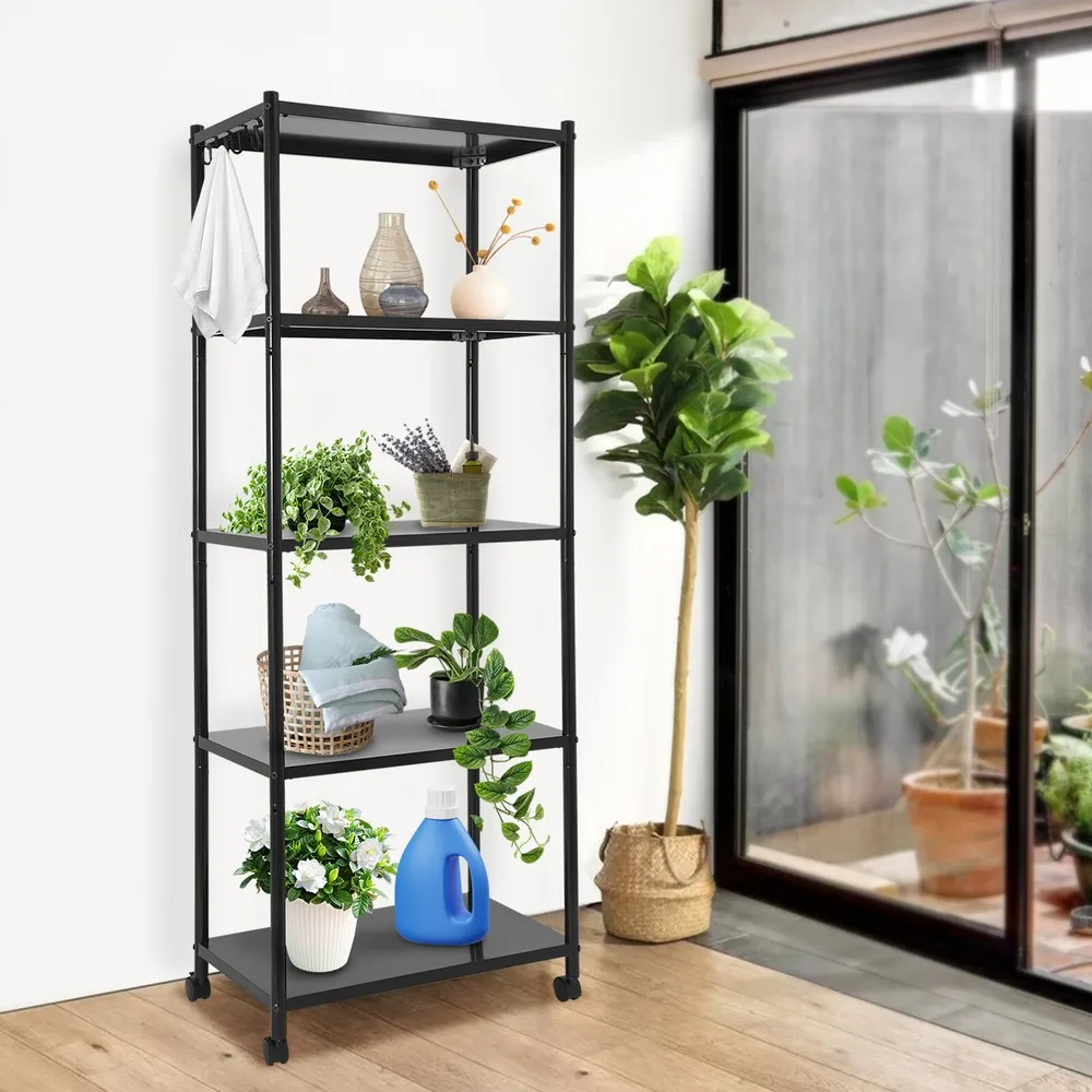 

Adjustable Kitchen Storage Shelf with Wheels, Storage Rack, 5-Tier Storage Rack