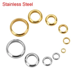 50pcs Loose Stainless Steel Spacer Beads 2 3 4 5 6 8 mm Gold Color Big Hole Stopper Beads For Necklace Bracelet Jewelry Making