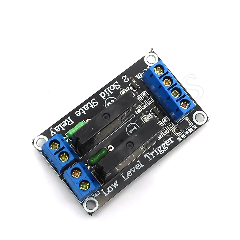 Low Level 5V 12V 24V 2 Channel Solid State Relay Module SSR G3MB-202P 240V 2A Output with Resistive Fuse for Arduino