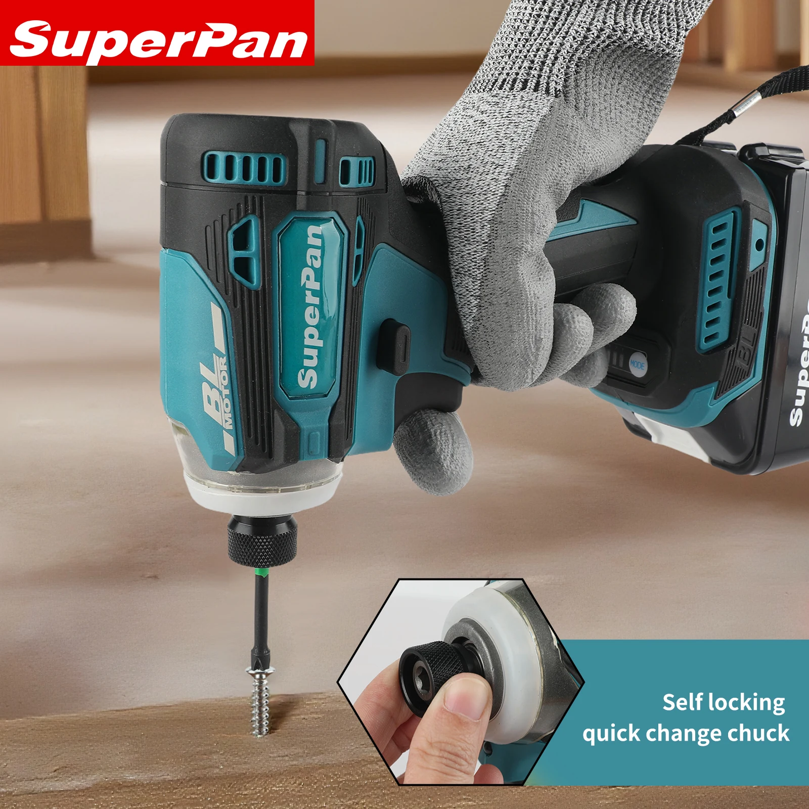 SuperPan SP171 Brushless Cordless Impact Driver - Rechargeable Power Screwdriver Tool  for DeWalt 18V battery specs