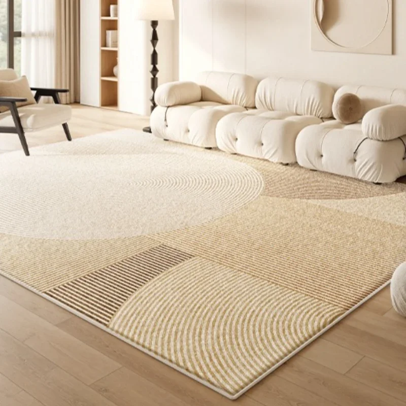Large Area Rugs for Bedroom Cream Style Living Room Decoration Line Carpet Thick Plush Study Floor Mat Fluffy Soft Cloakroom Rug
