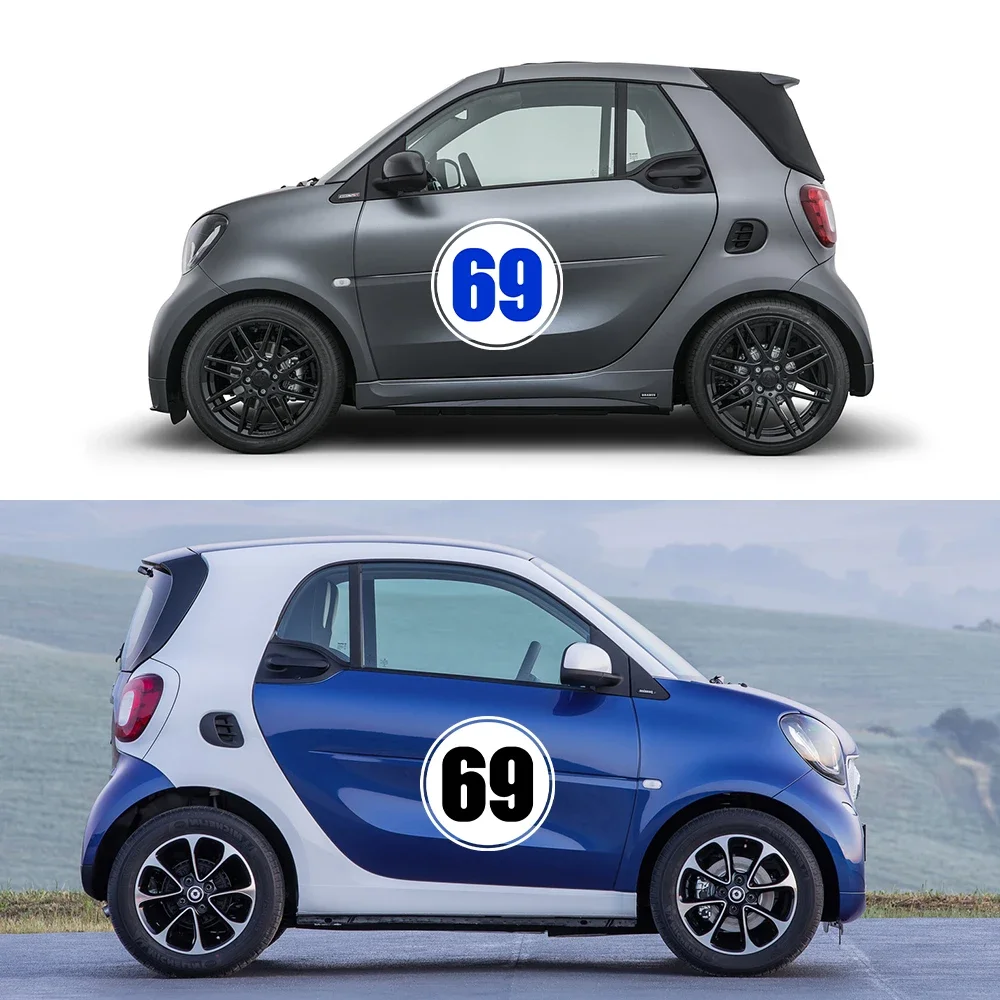 Number 69 Car Side Door Sticker Vinyl Decal Waterproof Decoration For Mercedes Benz Smart Fortwo W453 W451 Racing Accessories