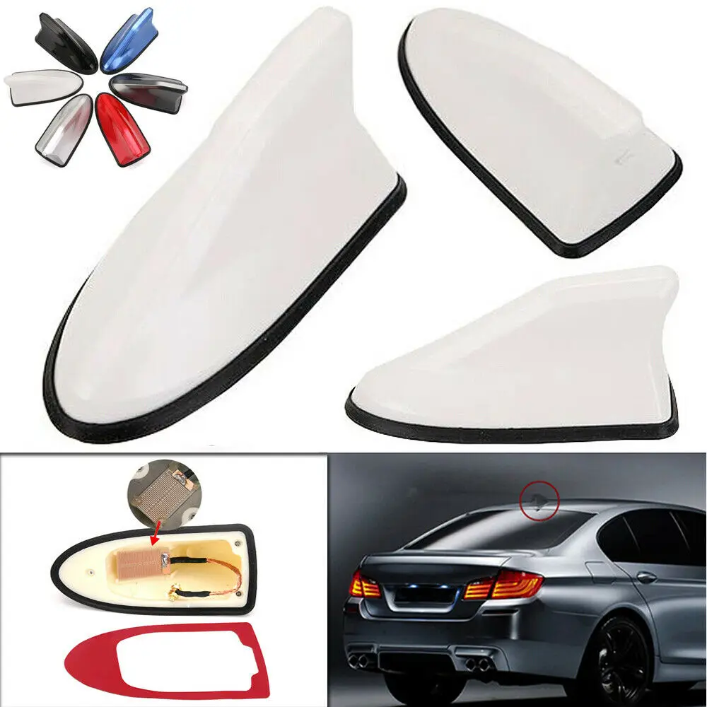 

Universal Signal Aerial Car Roof Pearl White Radio Signal Shark Fin Antenna FM/AM