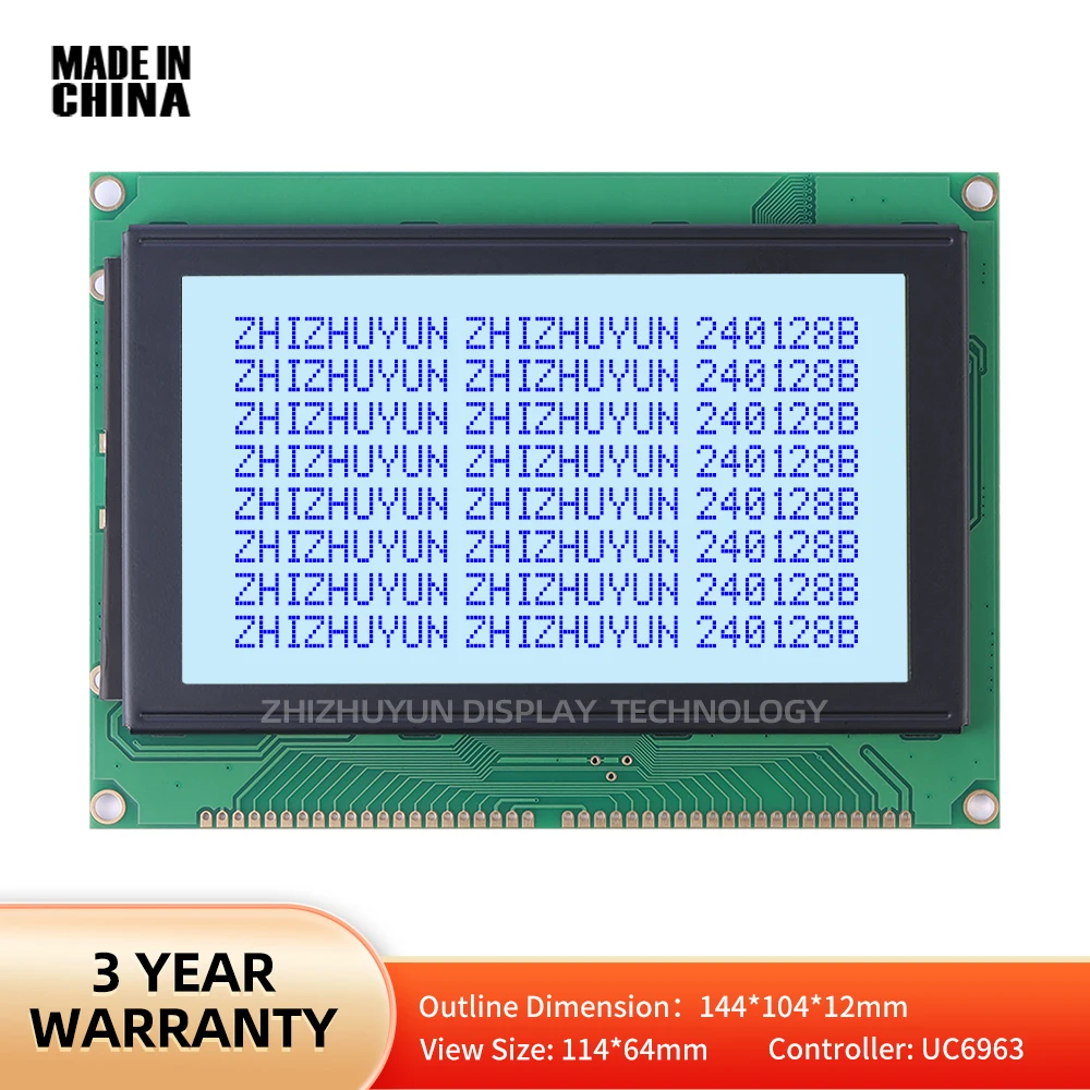 240128B STN Gray Film Blue Font 240*128 LCD Display Module T6963C Or RA6963 Or UCI6963 5V Working Temperature -30*80