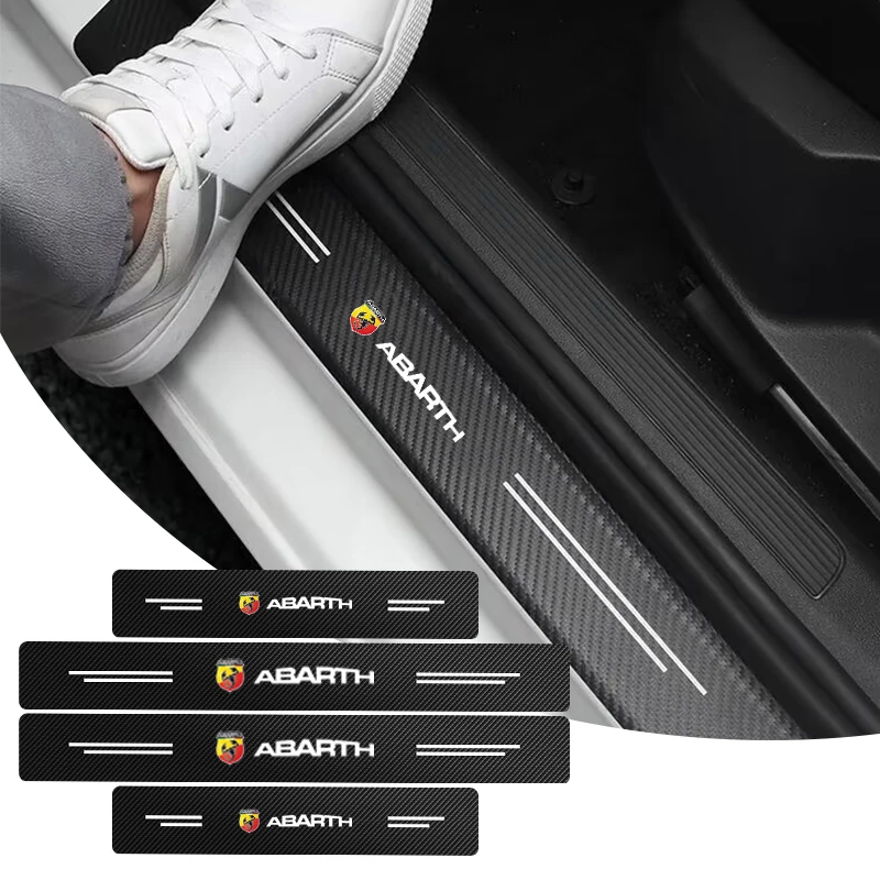 

4PCS Car threshold Car sticker For Abarth 595 500 Punto Stilo Bravo Ducato 124 600 Panda Siena 124 spider Auto Accessories