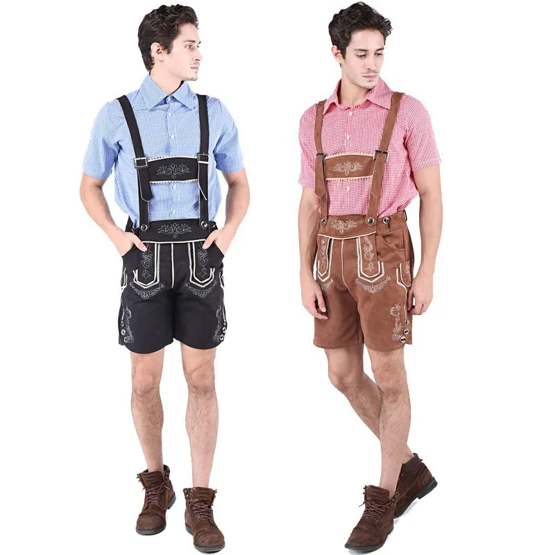 Traje de Halloween a cuadros para hombre, estilo bávaro, para festival de la cerveza, con peto, conjunto de disfraz étnico chino tradicional para actuaciones escénicas