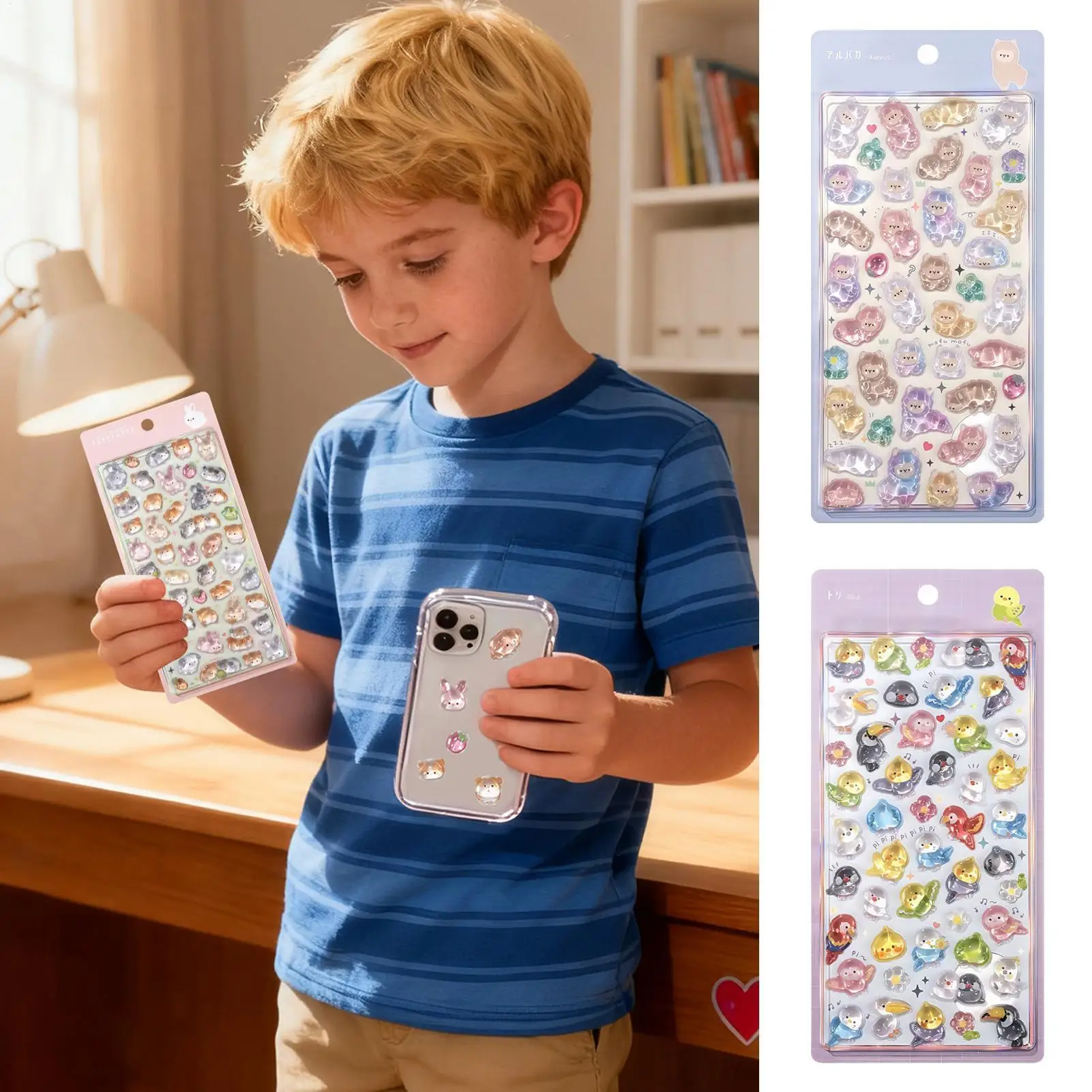 Adesivo 3D Adesivo a tema animale in cristallo Adesivi per laptop per bambini Aula Ricompensa Diario Scuola Planner Scrapbook Diario Valigia