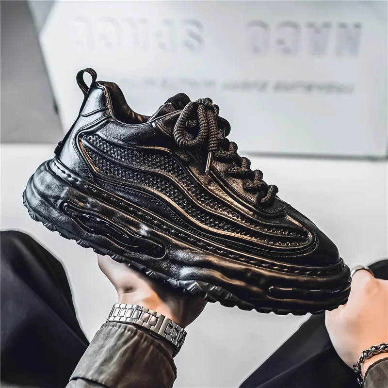 

Осенне-зимняя спортивная обувь на шнуровке, увеличивающая рост, универсальная модная брендовая модная мужская обувь на толстой подошве, модная мужская обувь высокого класса