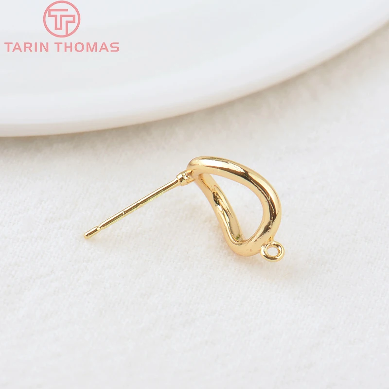 (2162)6PCS 10x14MM Hole 1MM 24K Gold Color Brass Irregular Stud Earrings High Quality DIY Jewelry Making Findings Accessories