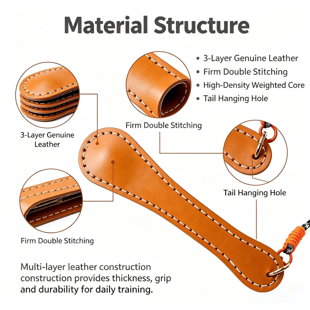 Portable EDC Defense Leather Paddle 26cm Triple Layer Boston Cowhide Slapper Outdoor Car Carry Personal Safety Tool
