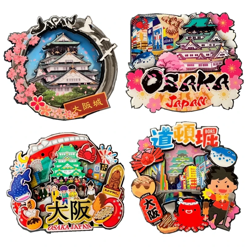 Dotonbori, Osaka, Japan Wood 3D Fridge Magnets Tourism Souvenirs Refrigerator Magnetic Stickers