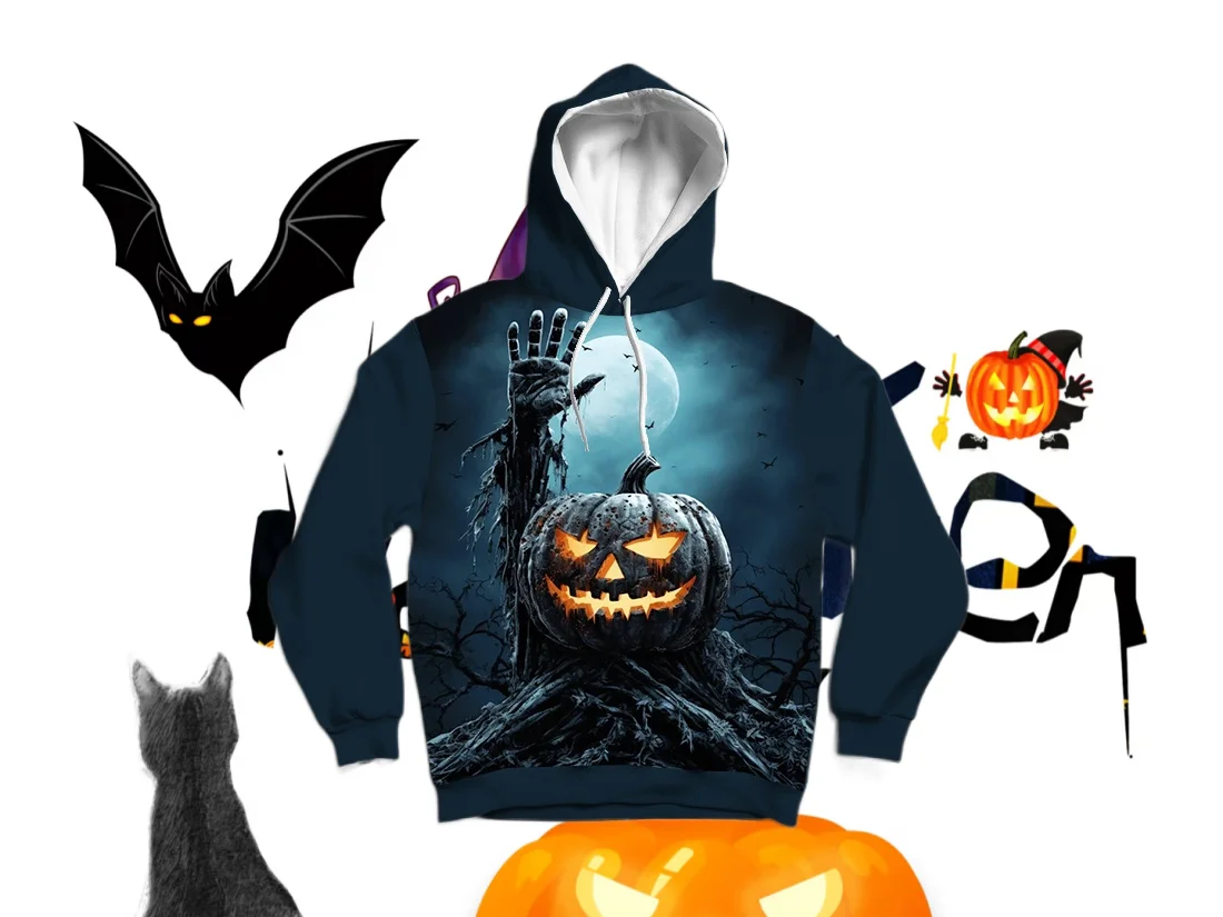 

25/26 Latest Autumn/Winter Halloween Elements 3D Printed Hoodie Large Adult Same Size Female Same Size Original Design Top
