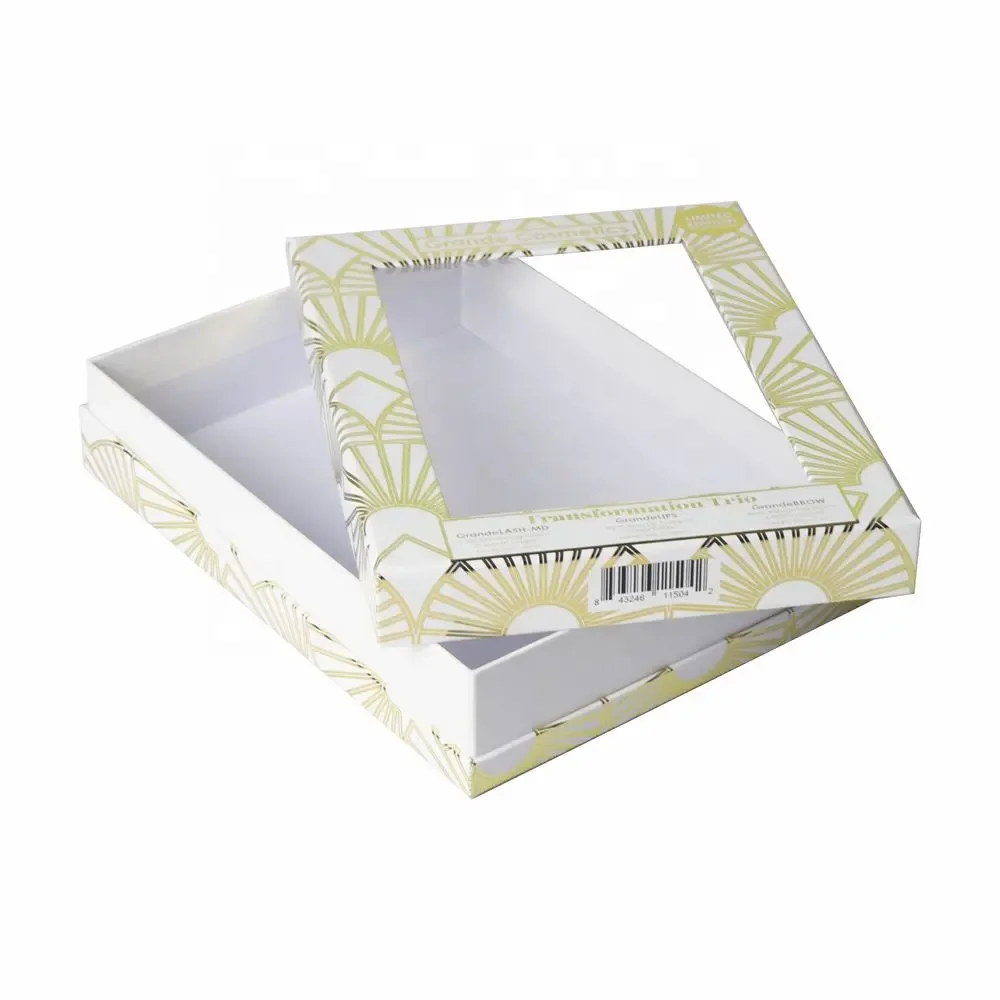 Clear Window Luxury Rigid Paper Box Cosmetic Packaging Box For Lash Lipstick Brow