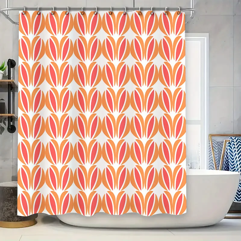 

Занавеска для душа с цветочным принтом, оранжево-белая ванна, домашний декор, водонепроницаемая крышка для душа, украшение для ванны в кухонях, столовой